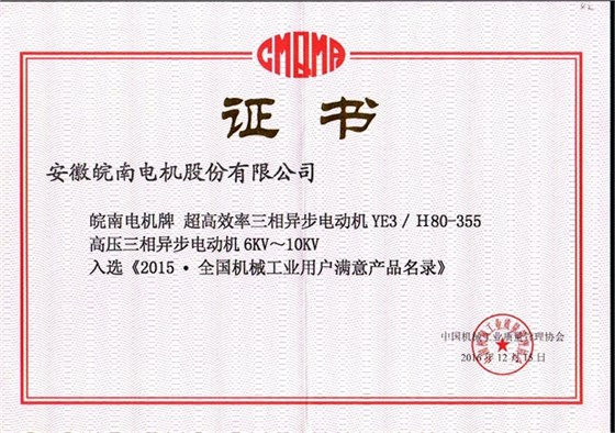 2015全国用户满意产品（YE3安博官方网页版-安博（中国）
和高压电机）
